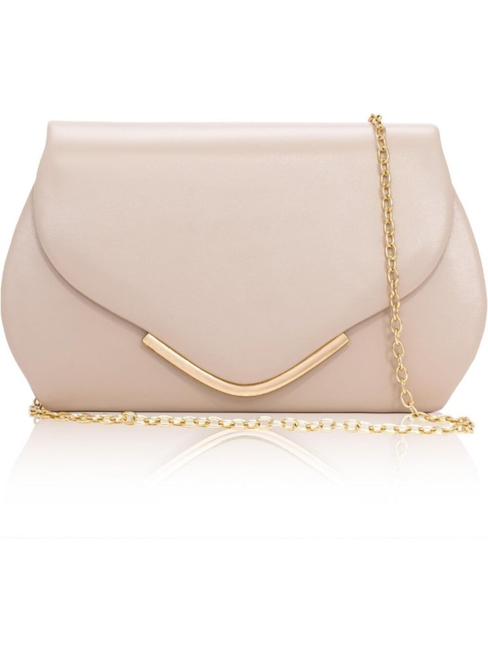 Chic Vegan Leather Clutch Purse for Women, Elegant Evening Bag with Gold Chain